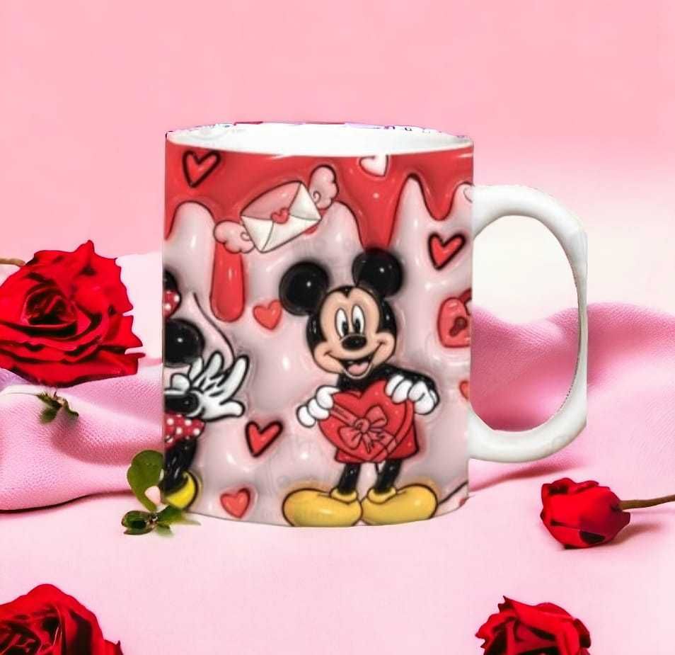Cana personalizata, Valentine's,Mickey si Minnie Mouse,Ceramica,350 ml