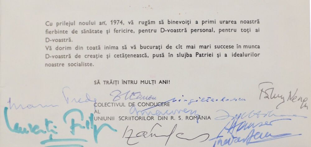 Felicitare primita de Nicolae Ceausescu