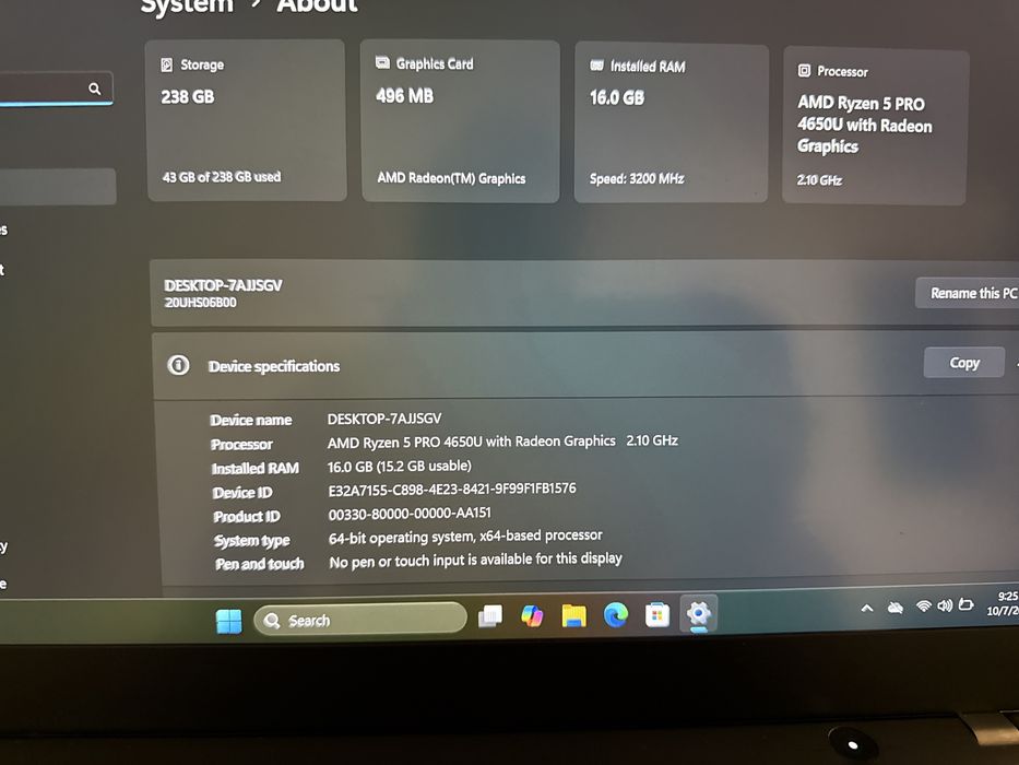 Laptop Lenovo ThinkPad T14s Ryzen5 16gb ssd