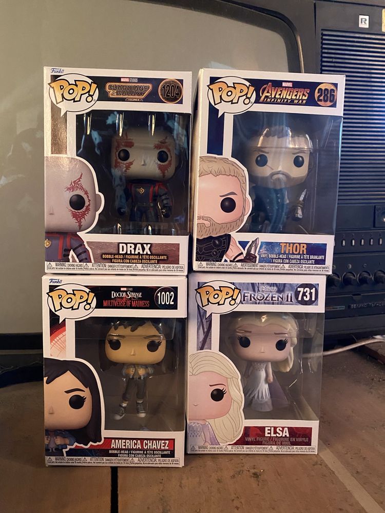 Funko pop Thor,Drax,America Chavez,Elsa