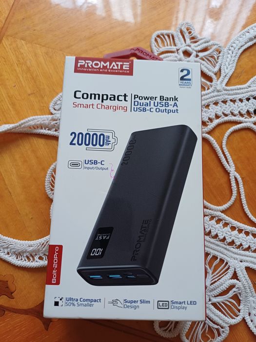 Baterie externa promate 20.000mAh Power Bank Dual usb-a usb-c Output