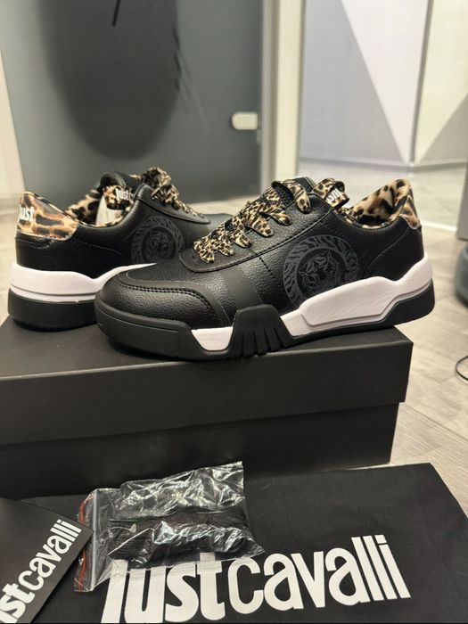 Черни кожени маратонки Just Cavalli