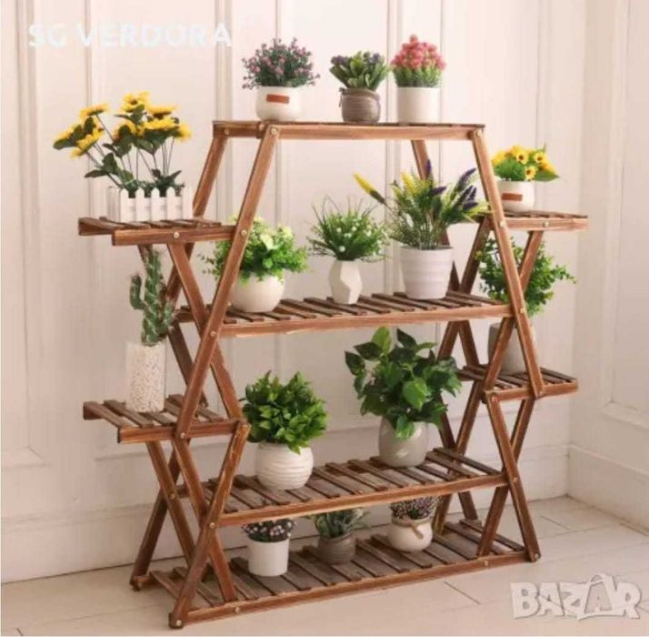 дървена етажерка за цветя /цветарник/