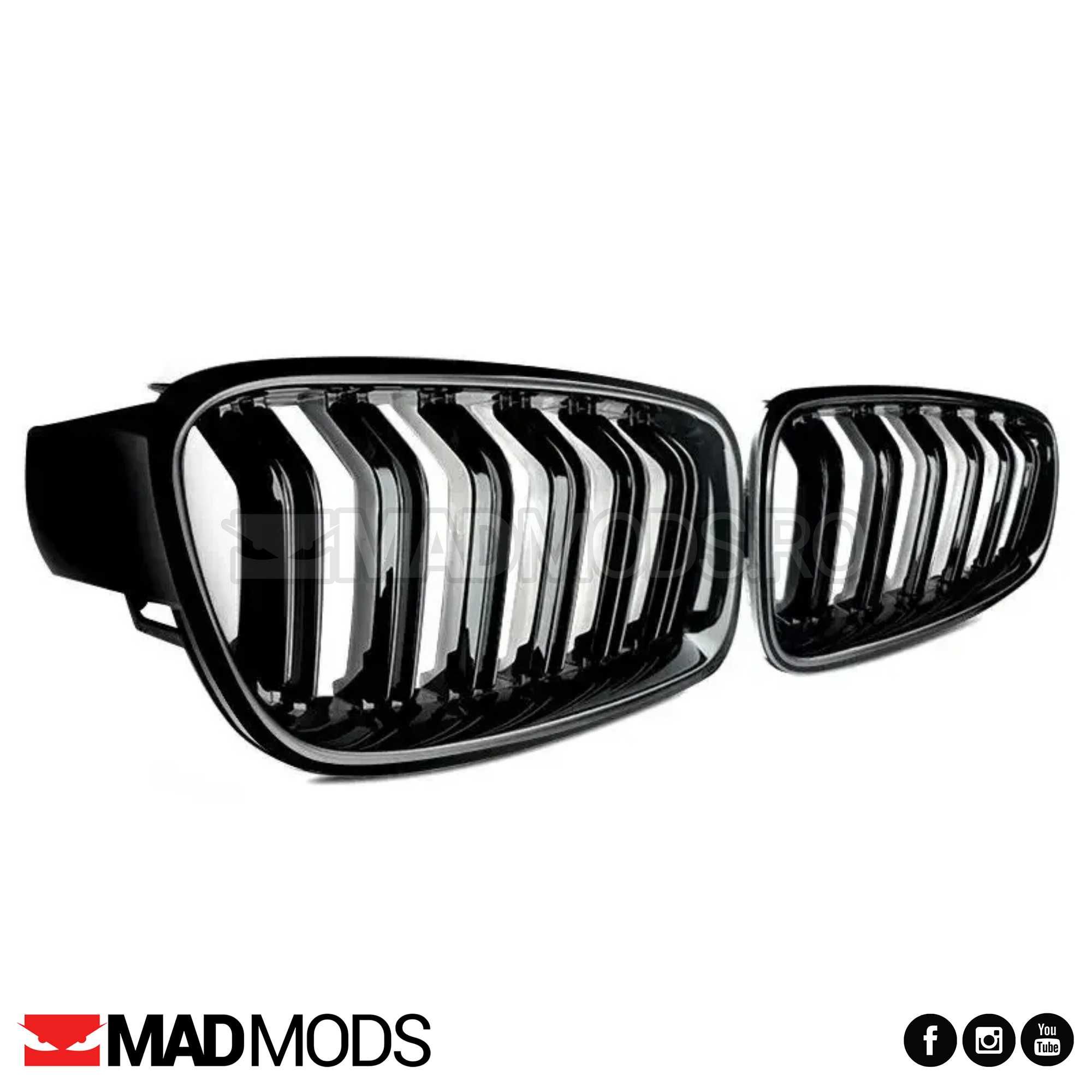 Set grile duble M BMW Seria 3 F30 F31 F80 M3 2012-2018 Negru Lucios