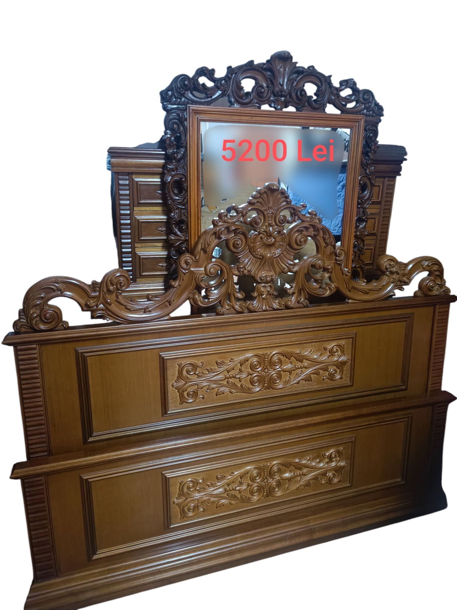 Dormitor Matrimonial din Lemn Masiv Sculptat