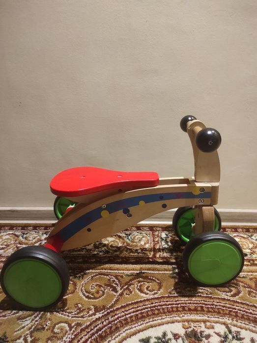 Bicicleta de lemn cu 4 roti cauciuc