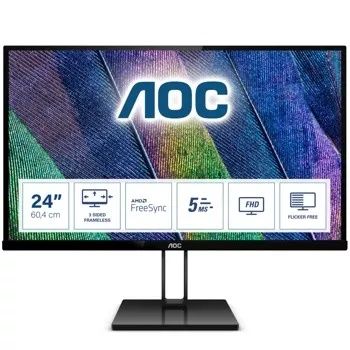 Монитор AOC 24V2Q, 23.8" IPS панел, Full HD, 5ms, 20M:1, 250 cd/m2