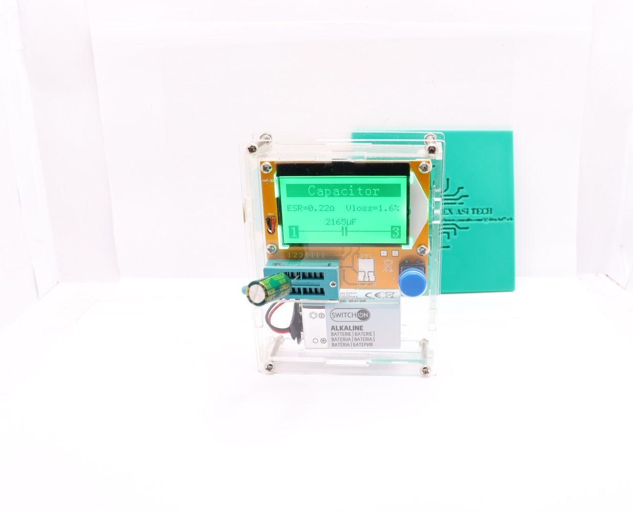 ESR-metru / Tester Digital Condensatori Mosfet + Carcasa acryl Nou
