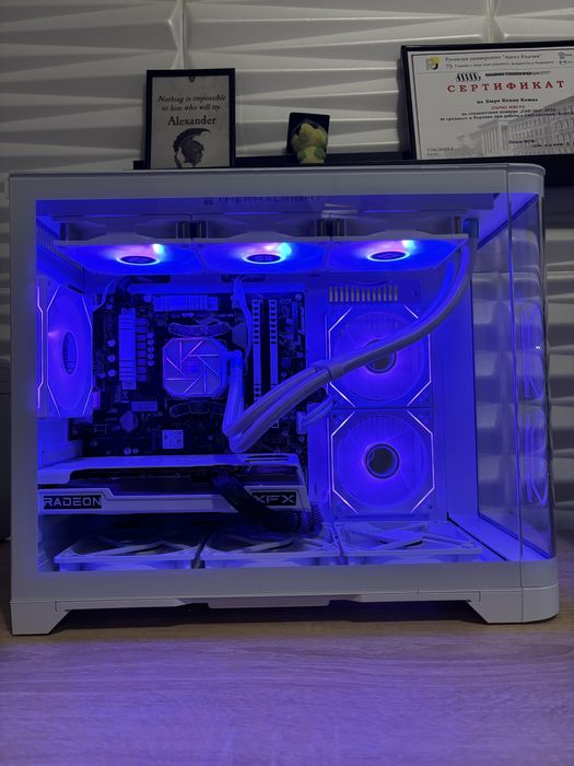 Бял Геймърски компютър Ryzen 5600X, Aio, RX6600, 32 ram, 512 ssd, 550W