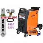 Aparat sudura cu sarma MIG 200 JASIC + butelie 8L corgon PLINA + ceas