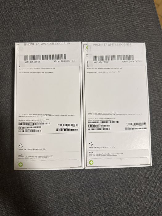 iPhone 17 256GB White si Lavender NOU