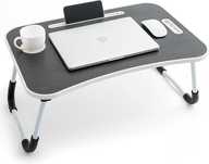 Masuta pliabila pentru laptop, 40x60 cm, aspect lemn negru