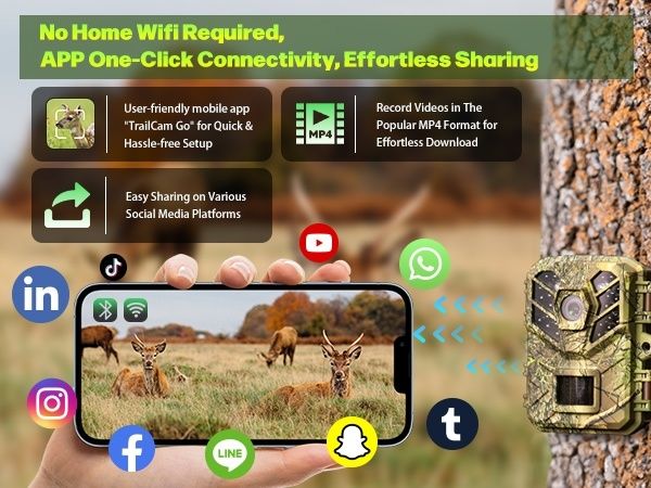 Камера за следи WiFi Bluetooth приложение 48MP 1080P камера за лов