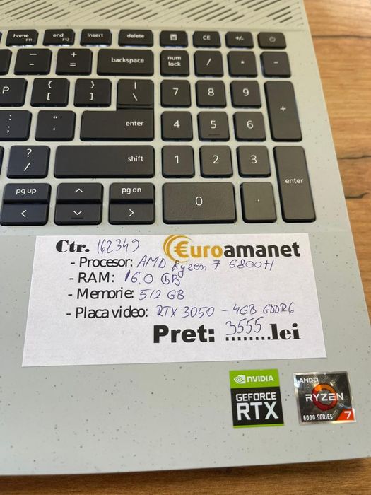 Laptop Gaming DELL G15, Ryzen 7,SSD 500GB,RTX 3050 - 4GB -A-