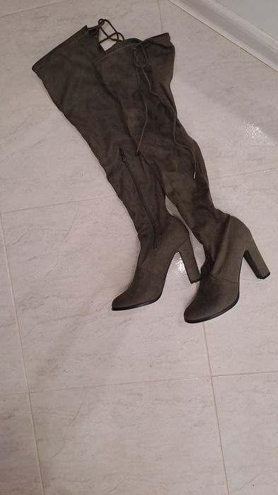 Дамски ботуши-чорап, размер 39, цвят каки