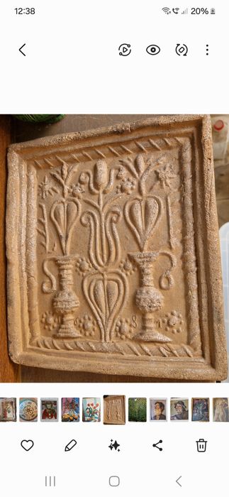 Cahla ,ceramica ,veche originala ,plosca cruce hutuli