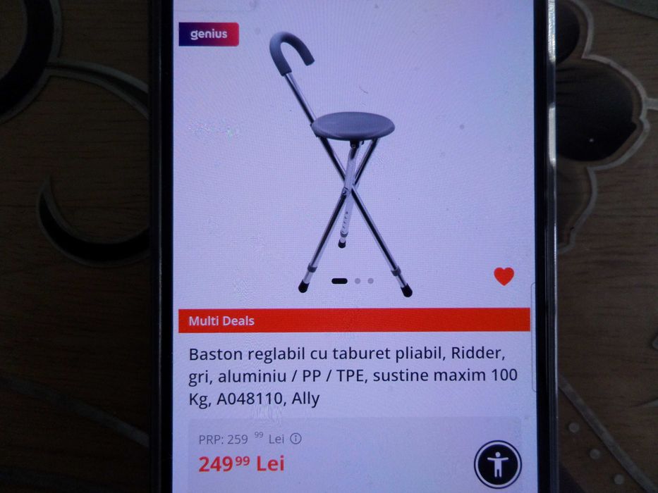 Scaun pliabil cu baston nou suporta 100kg,baston de spijin,drumetii