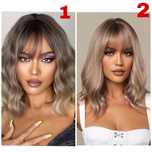 Peruca S9 Blonda Satena Bob Breton Ombre Gri Blond Cenusiu Creata