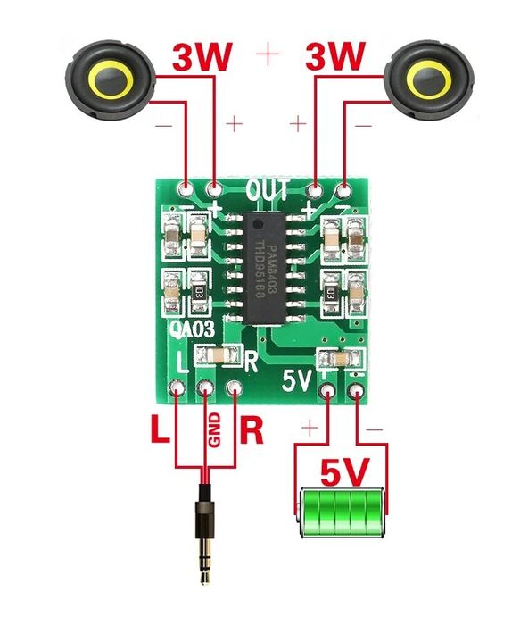Аудио усилитель pam8403