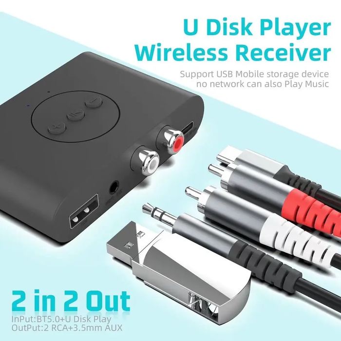 Receptor bluetooh 5.0 NFC BLS-B21 USB RCA Universal Auto Home Cinema
