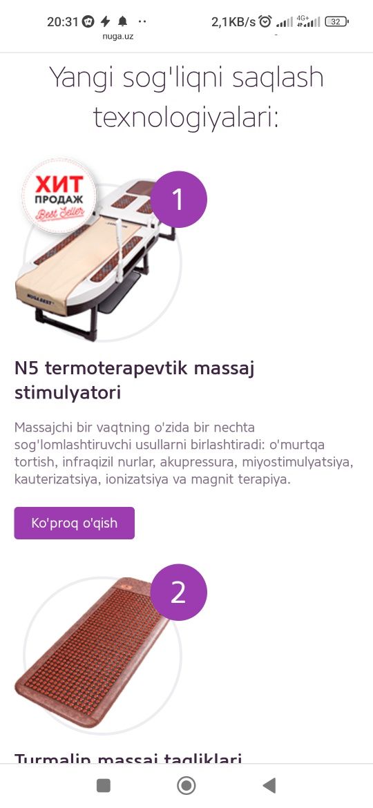 "Nuga Best" N 5 masajor semulatori sotiladi
