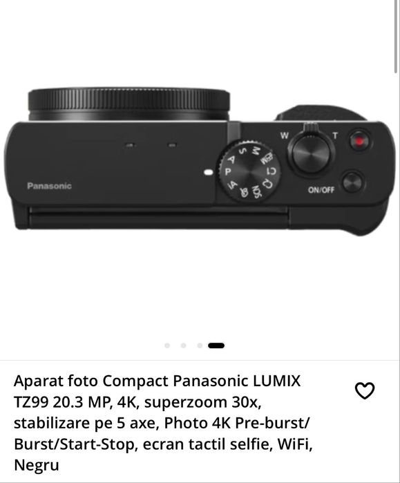 Panasonic Lumix TZ99 Aparat Foto Compact 20MP 4K Obiectiv 24-720mm 30x