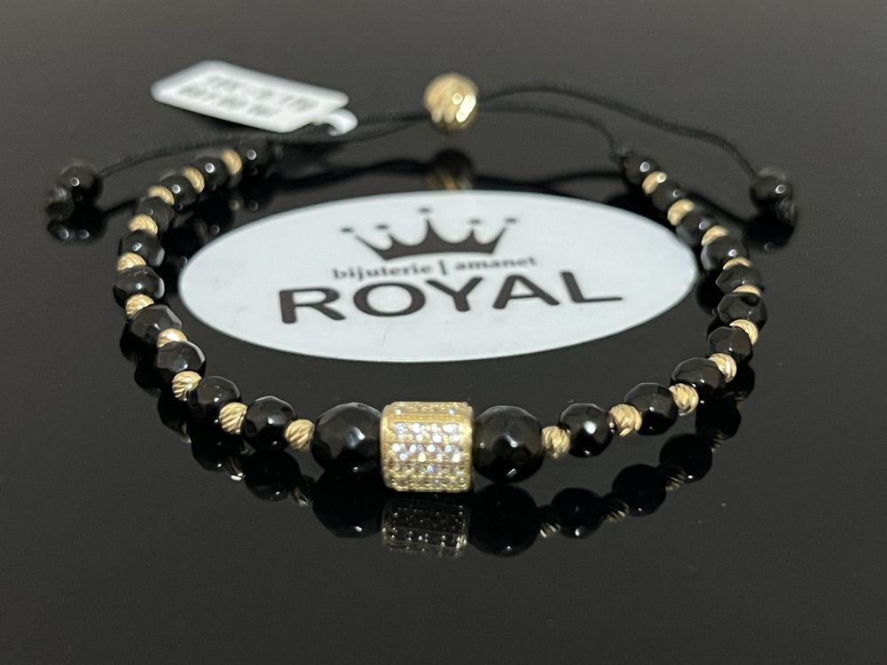 Bijuteria Royal CB : Bratara cu snur bile aur 14k 5,17 grame