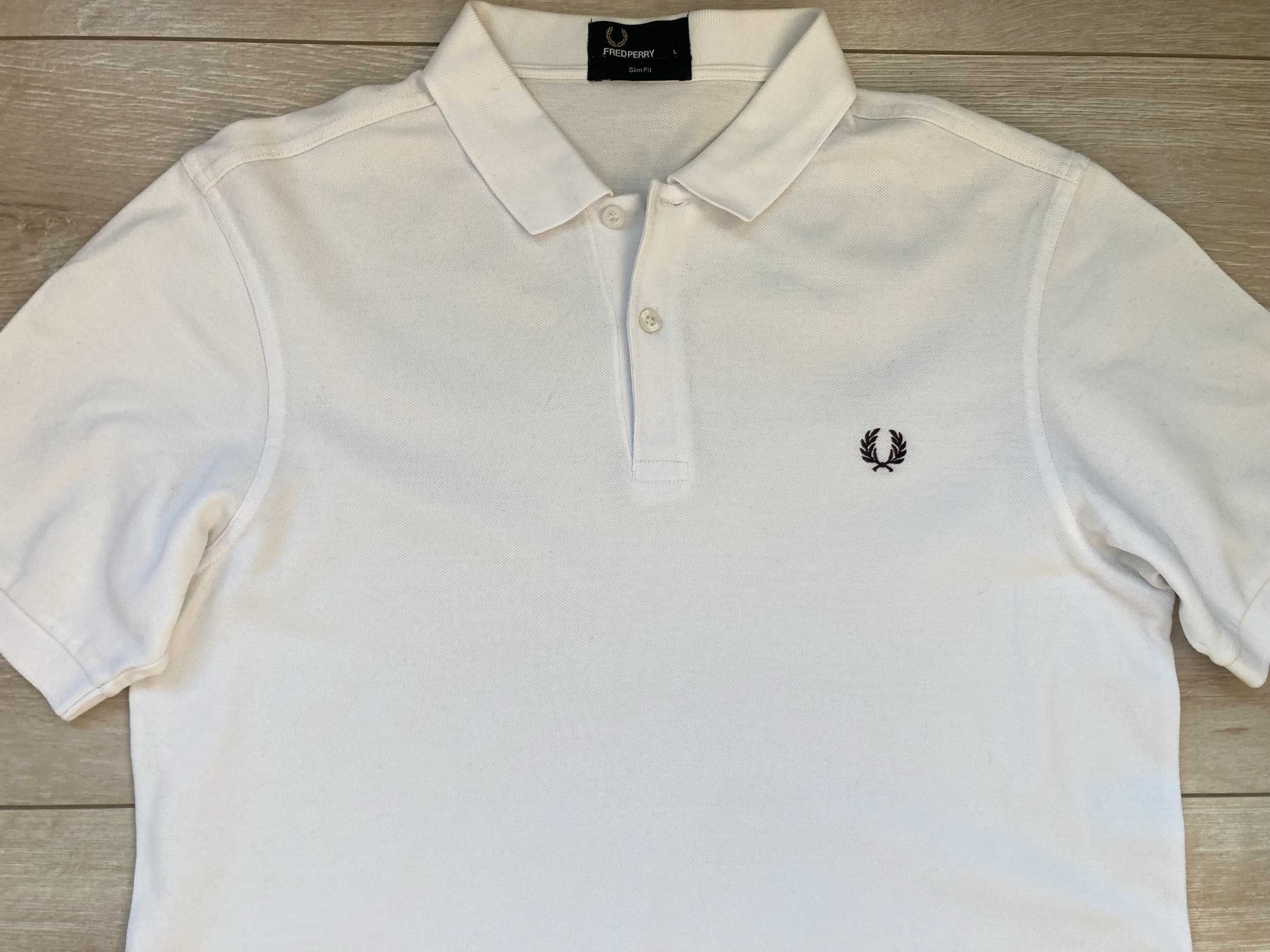 Fred Perry polo t shirt бяла поло тениска размер L Slim Fit
