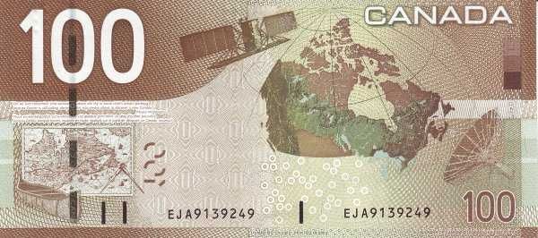 Bancnota CANADA - 100 dolari 2005 - P105b - stare f. buna (aUNC)