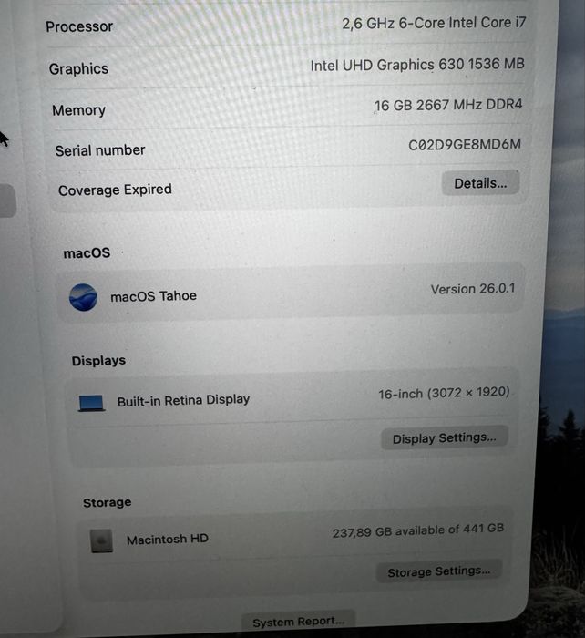 Apple Macbook Pro 16 2019 i7 16gb RAM