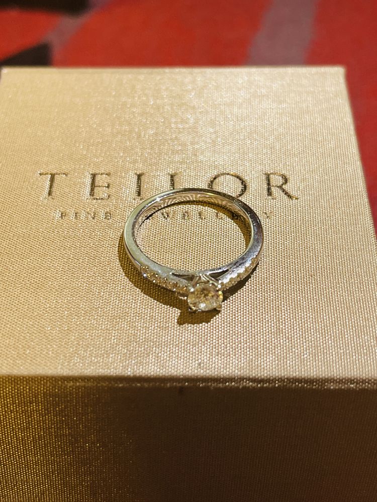 Inel de logodna TEILOR aur alb 18K diamant de 0.5ct si 0.16ct M50