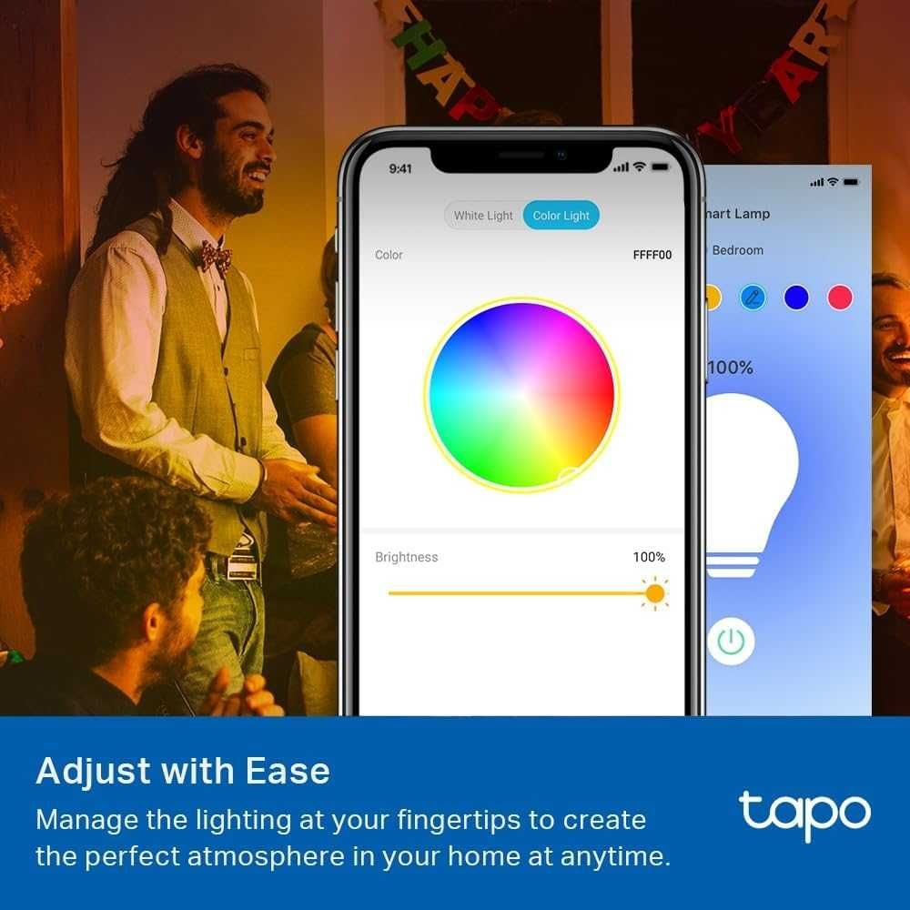 Set 2 becuri LED RGB inteligente TP-Link Tapo L530E lumina colorata
