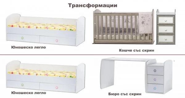 Детско легло, кошара, шкаф и бюро