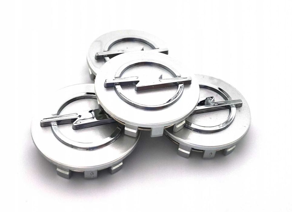 Set 4 Embleme Capace Jante Roti Opel 59mm / 64mm Negru/Gri/Crom