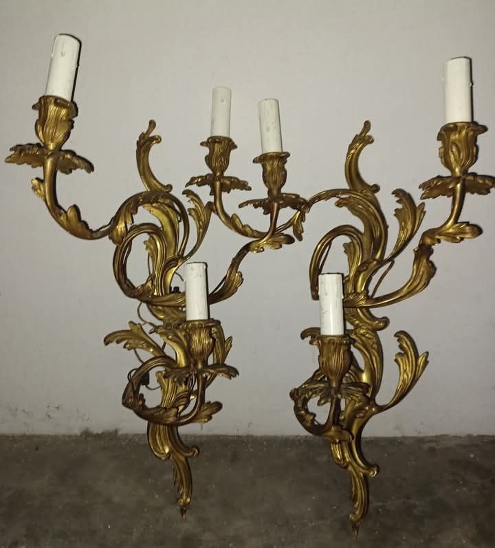 Pereche candelabru-aplica de perete, stil Rococò