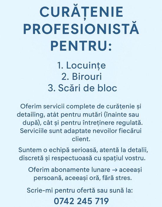Curățenie Profesională – Apartamente, Case, Birouri