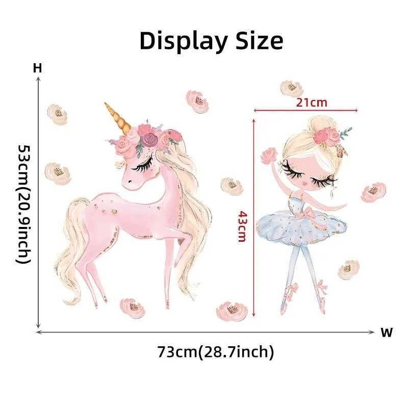 Sticker decorativ mare balerina/unicorn, repoziționabil, lavabil