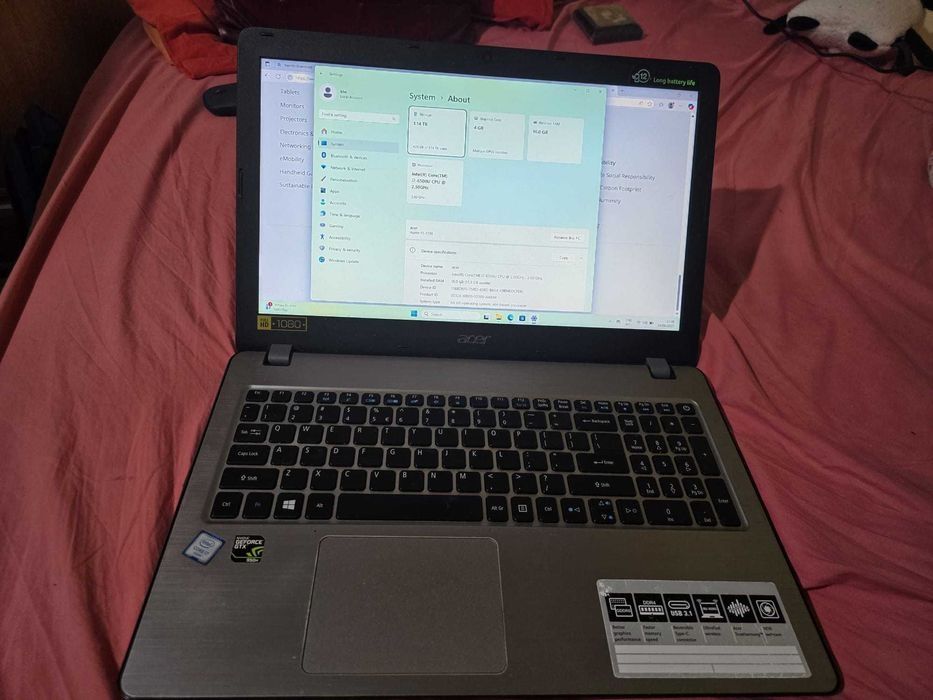 Laptop Acer Aspire F5-573G 15,6"  16GB/256GB SSD/1TB HDD