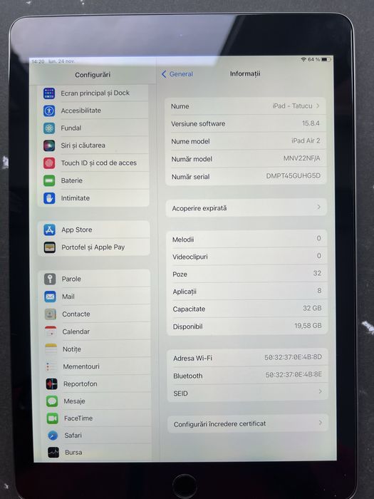 Ipad Air 2 32 GB model A1566