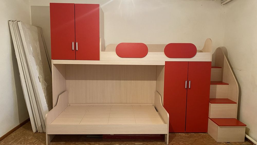 2 этажный кровать,шкафь