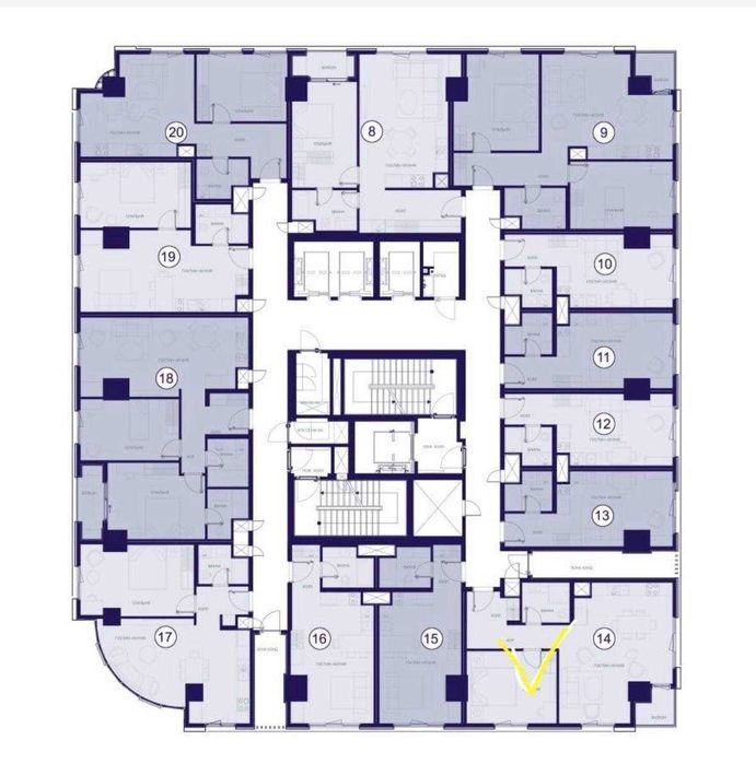 ЖК Modera Towers ул.Ш.Руставели Grand Mir 2-комн 9/25 57 м² коробка