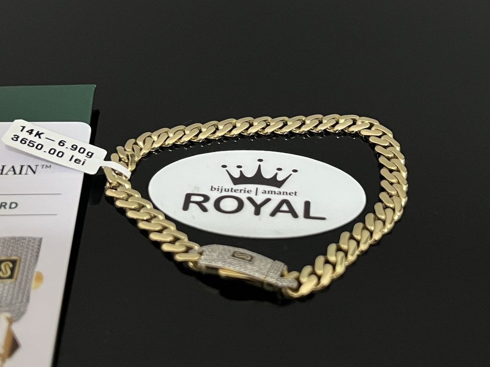 Bijuteria Royal CB : Bratara aur nou 14k unisex Monaco stil Cuban 6,90