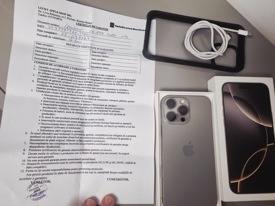 Iphone 16 Pro Max 1TB Natural Titanium.
Stare perfecta folosit cu husa