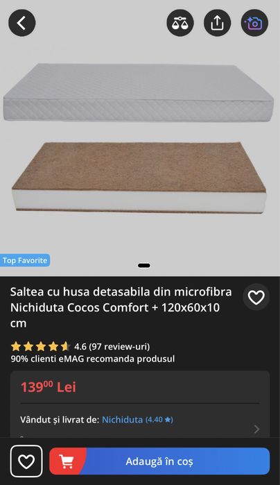 Patut pliabil bebe plus saltea cocos