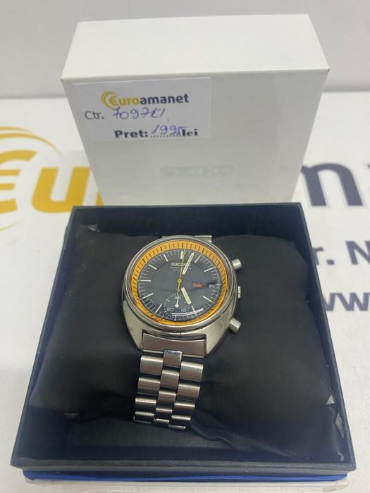 Seiko Chronograph Automatic 6139-7030 Black Round Automatic Mens -N2-