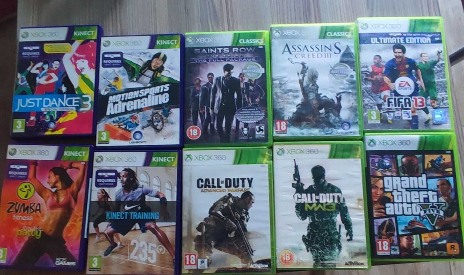 Конзола Xbox 360 с 2 джойстика и 10 игри