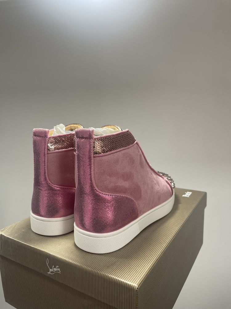 Christian Louboutin Pink Suede Spikes