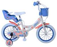 Bicicleta pentru fete Disney Stitch, 14 inch, culoare crem/coral, fran