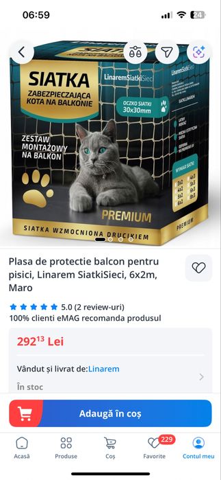 Plasa noua protectie balcon 6x2 m ranforsata