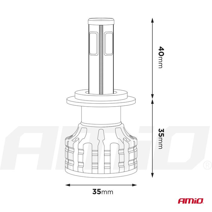 Led крушки за кола 2броя cob h7 серия 6500k amio-02844